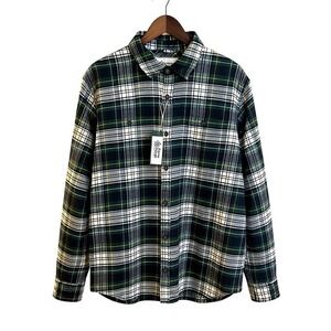 Alpine Design Men's Flannel Shirt Dark Green Granite Plaid Long Sleeve Sz L NWT